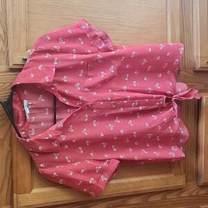 Hippie Rose Floral Button Down & Tie Top S